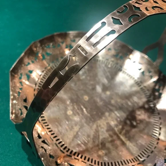 Apollo Sheffield Nickel Silver footed serving Tray with stationery handle #3204 - Picture 6 of 10